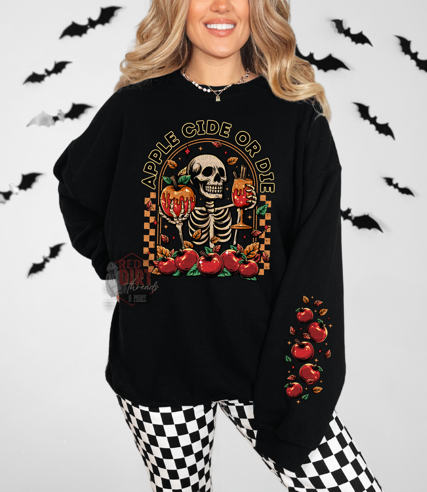 Apple Cide or Die Sweat Shirt | Trendy Halloween Hoodie with Sleeves Fast Shipping | Super Soft Shirts for Women