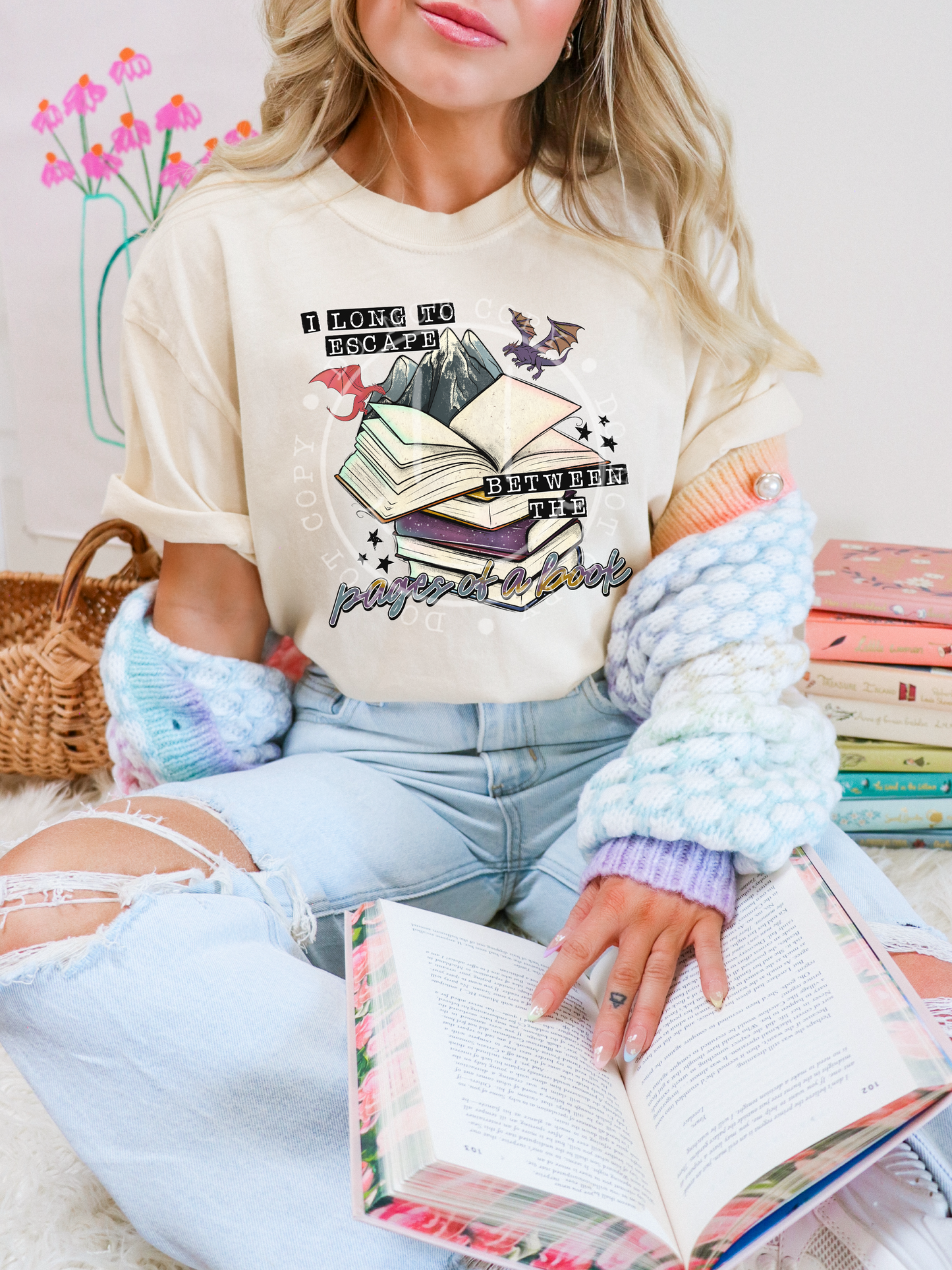 I Long to Escape Between the Pages of a Book DTF Transfer | Trendy Reading DTF Transfer | Ready to Press | High Quality DTF Transfers | Fast Shipping