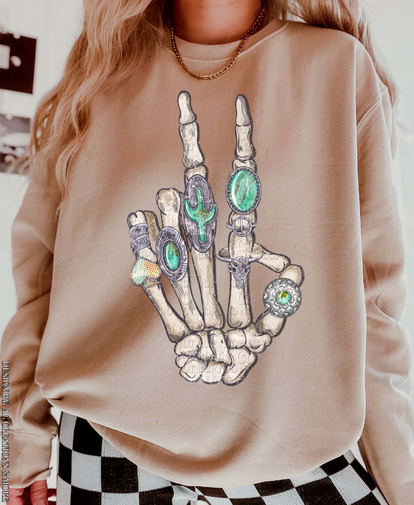 Boho Skelly Hand DTF Transfer | Trendy DTF Transfer | Ready to Press | High Quality DTF Transfers | Fast Shipping