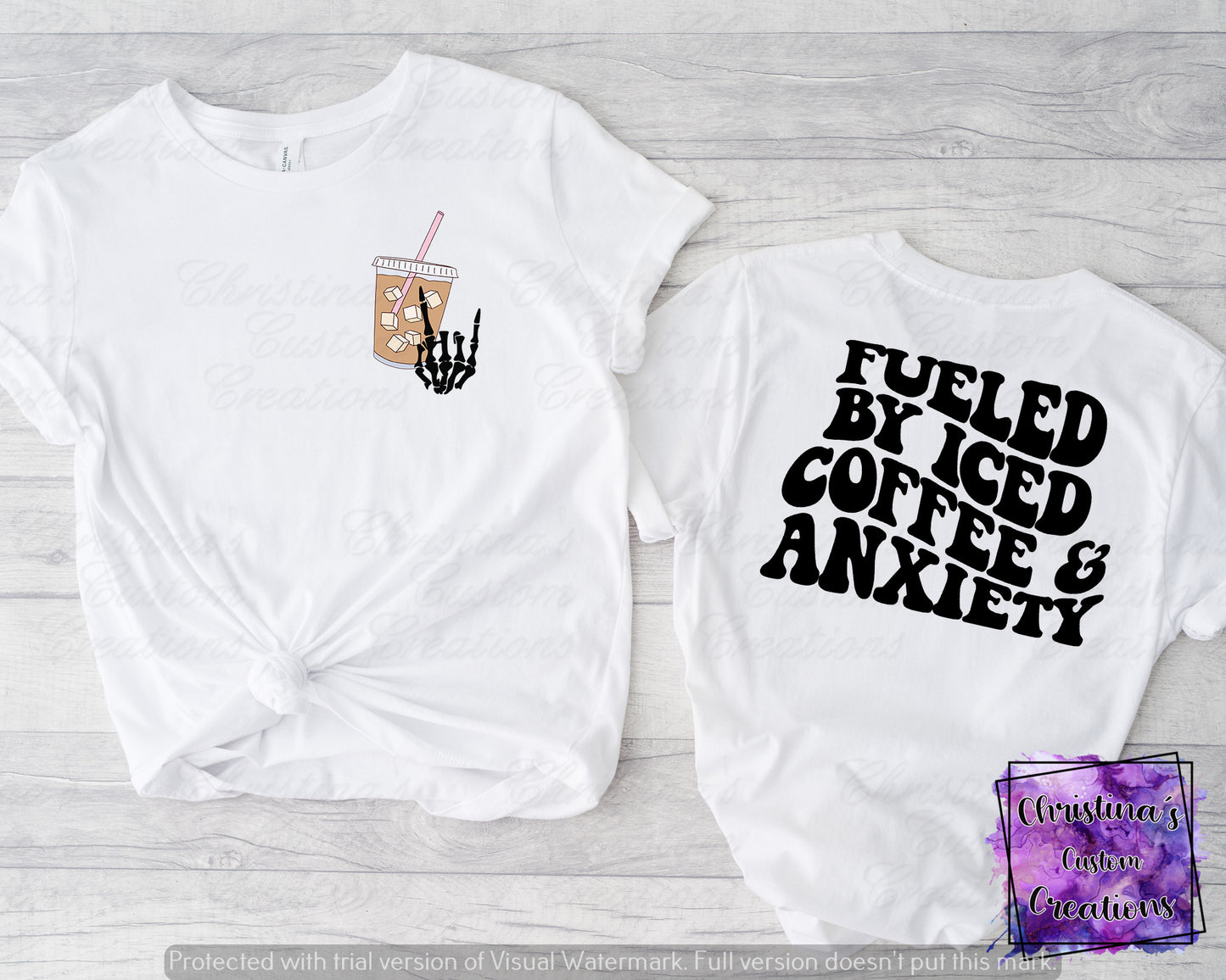 Fueled By Iced Coffee and Anxiety T-Shirt | Uplifting/Mental Health Shirt | Fast Shipping | Super Soft Shirts for Men/Women