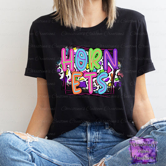 Neon Hornets T-Shirt | Trendy School Spirit Shirt | Fast Shipping | Super Soft Shirts for Men/Women/Kid's | Bella Canvas