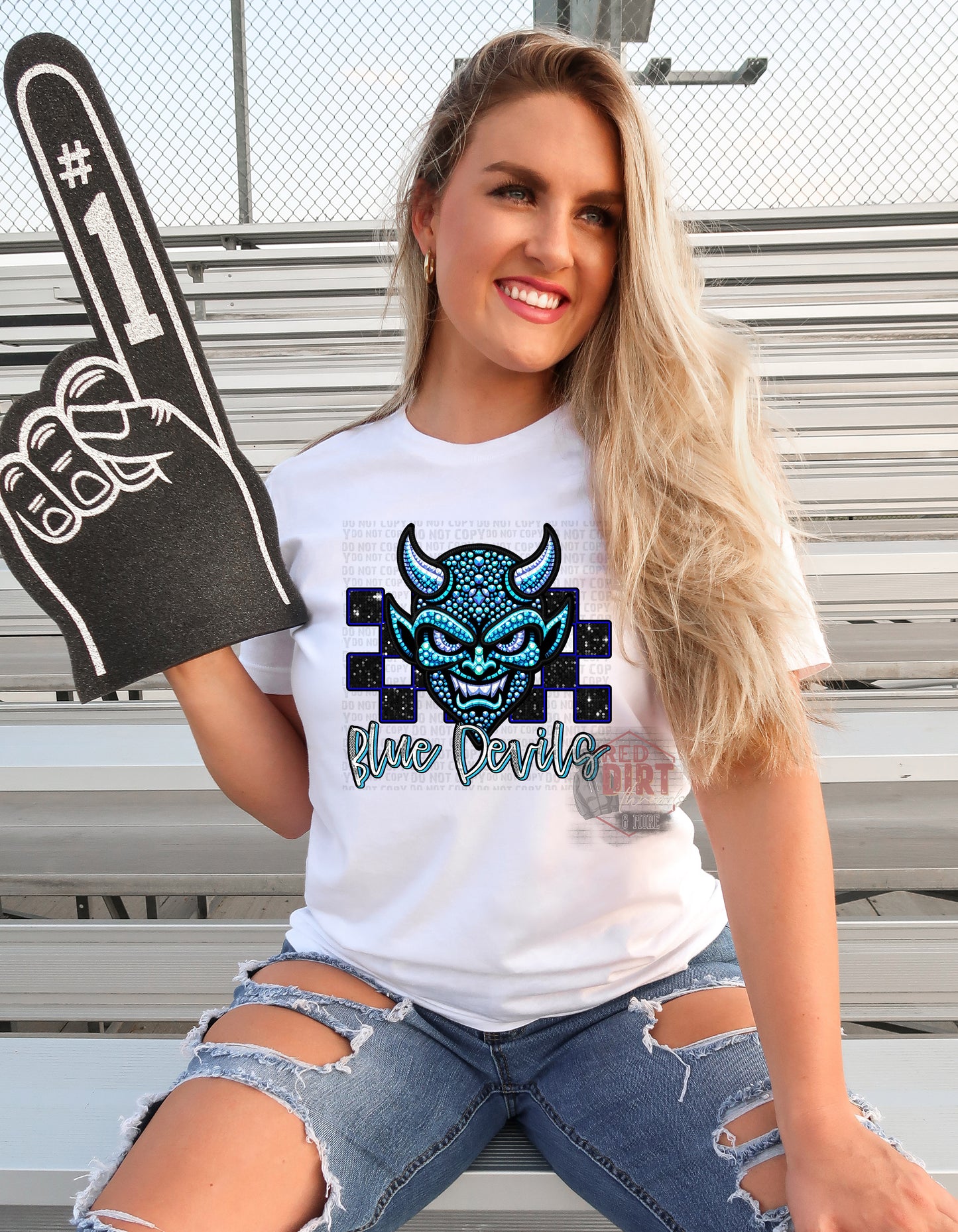 Blue Devils Faux Rhinestone T-Shirt | Trendy School Spirit Shirt | Fast Shipping | Super Soft Shirts for Men/Women/Kid's | Bella Canvas