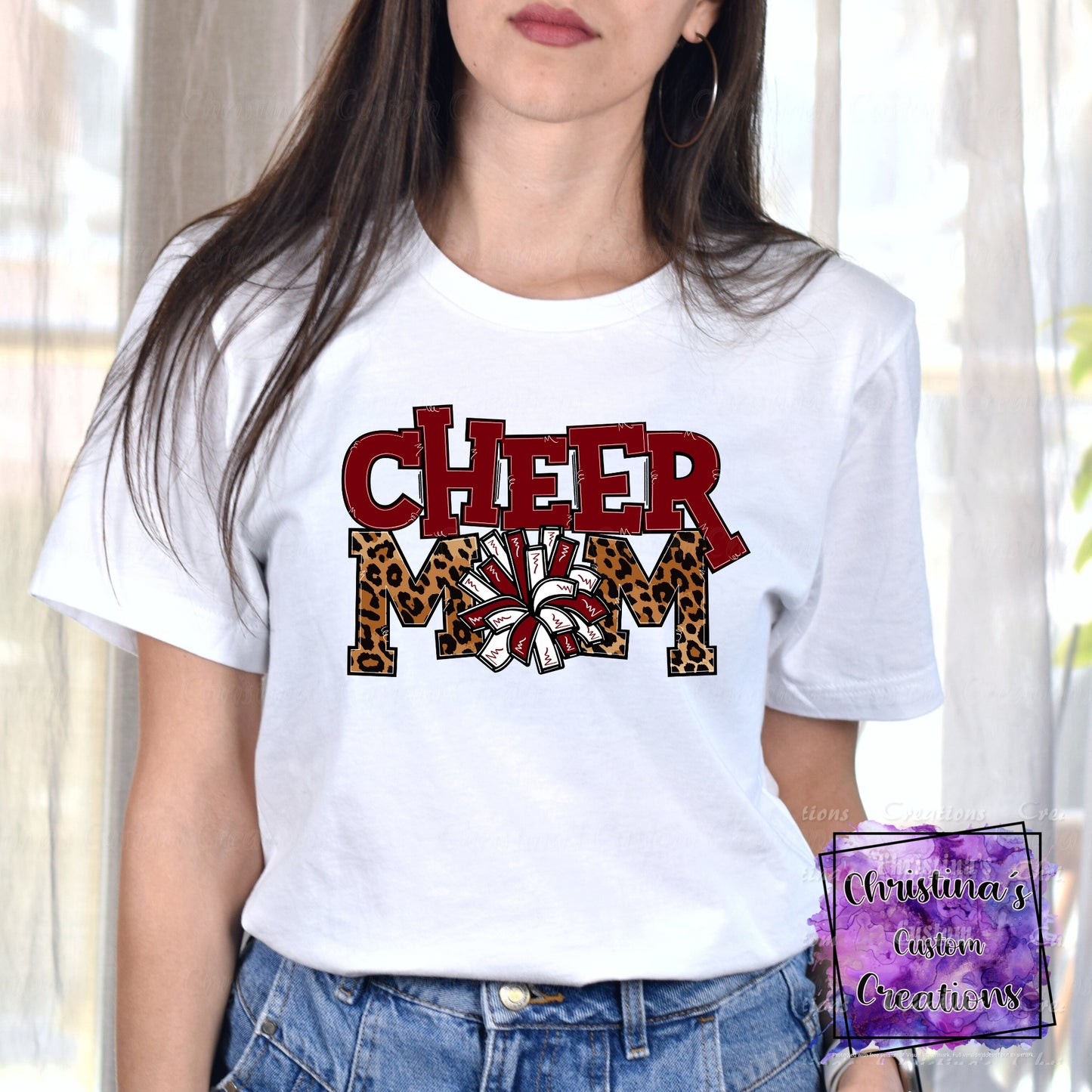 Garnet and White Cheer Mom T-Shirt | Trendy School Spirit Shirt | Fast Shipping | Super Soft Shirts for Men/Women/Kid's | Bella Canvas