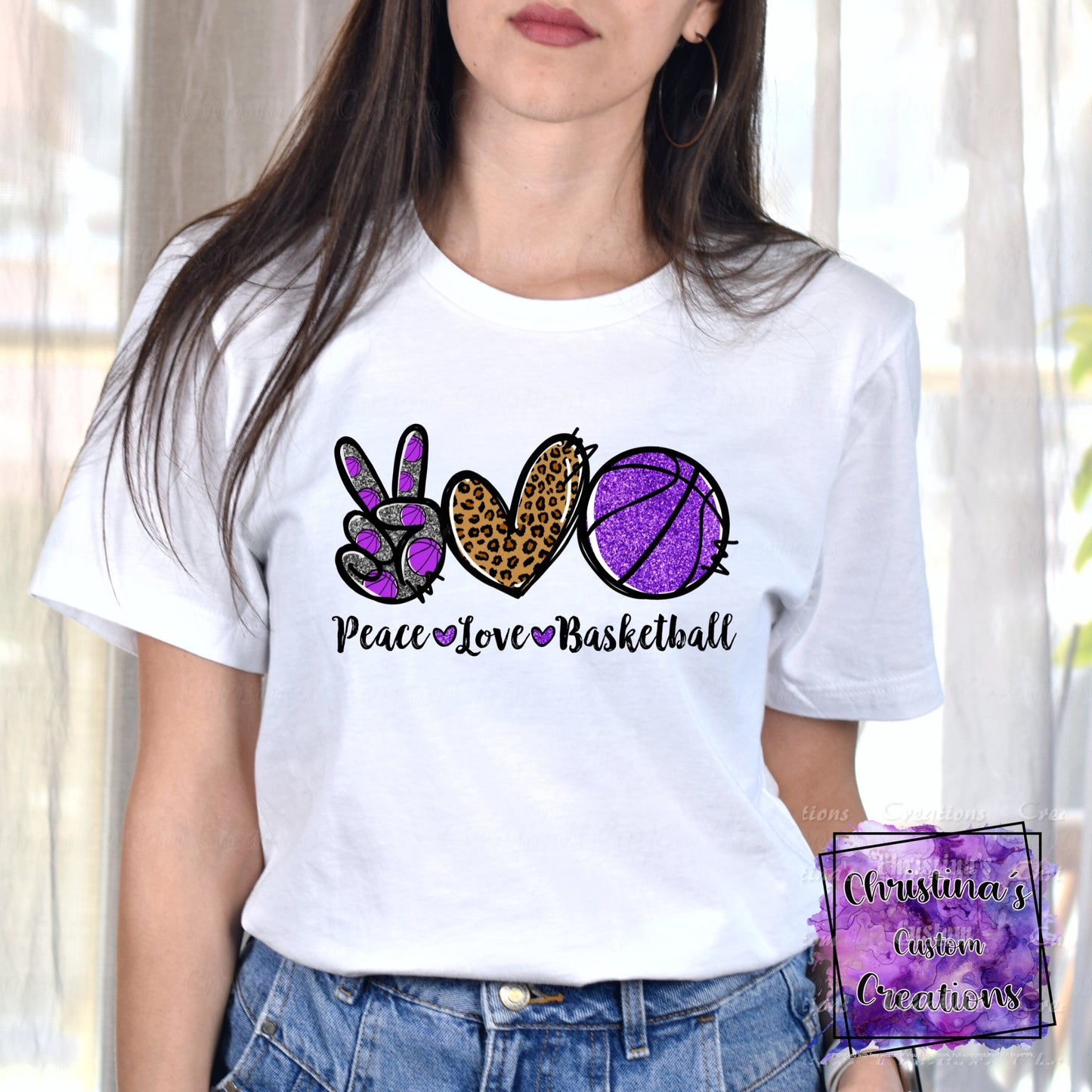 Peace Love Basketball T-Shirt | Trendy School Spirit Shirt | Basketball Shirt | Super Soft Shirts for Women | Bella Canvas