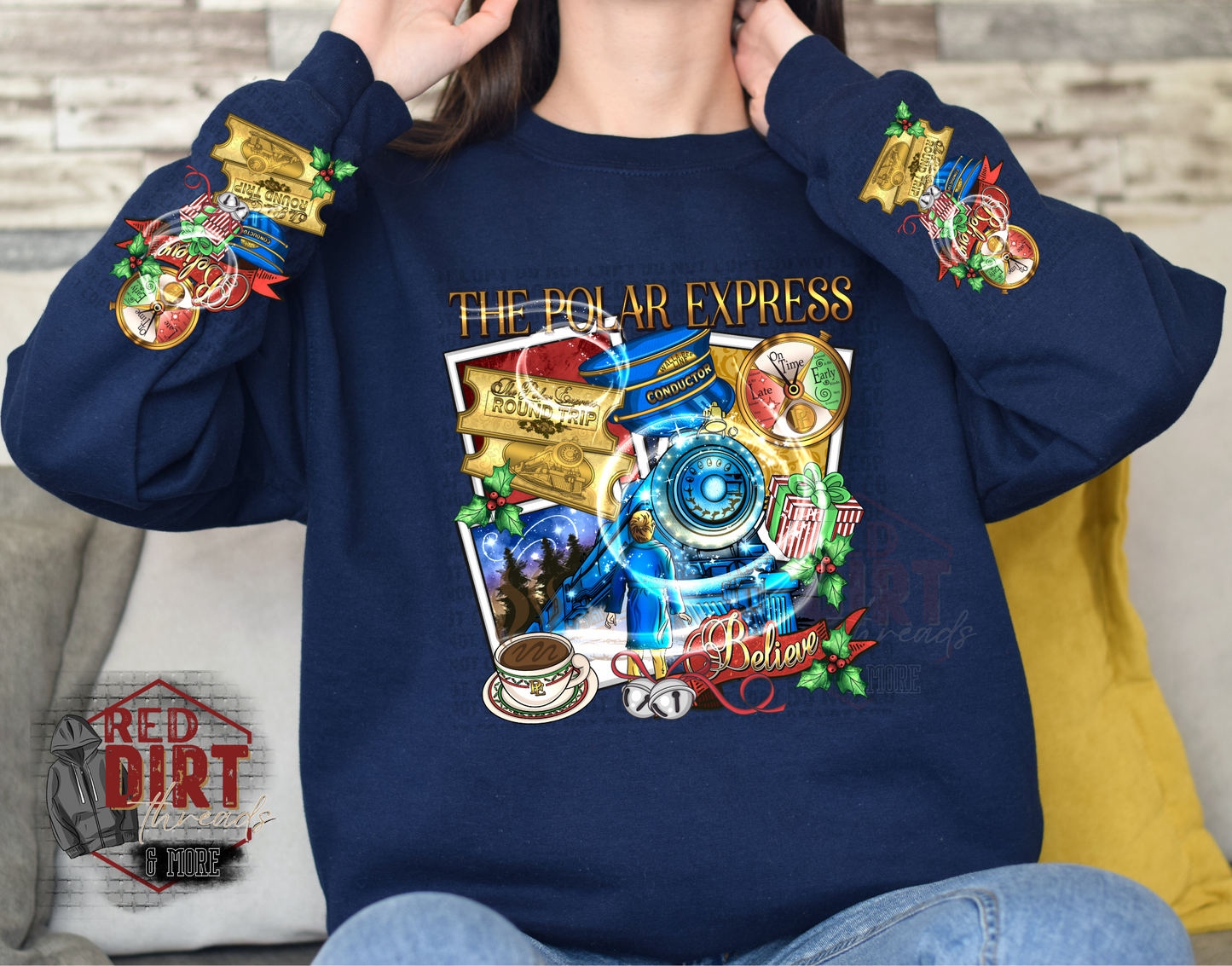 Christmas Train Sweat Shirt | Trendy Christmas Hoodie with Sleeves | Fast Shipping | Super Soft Shirts for Youth