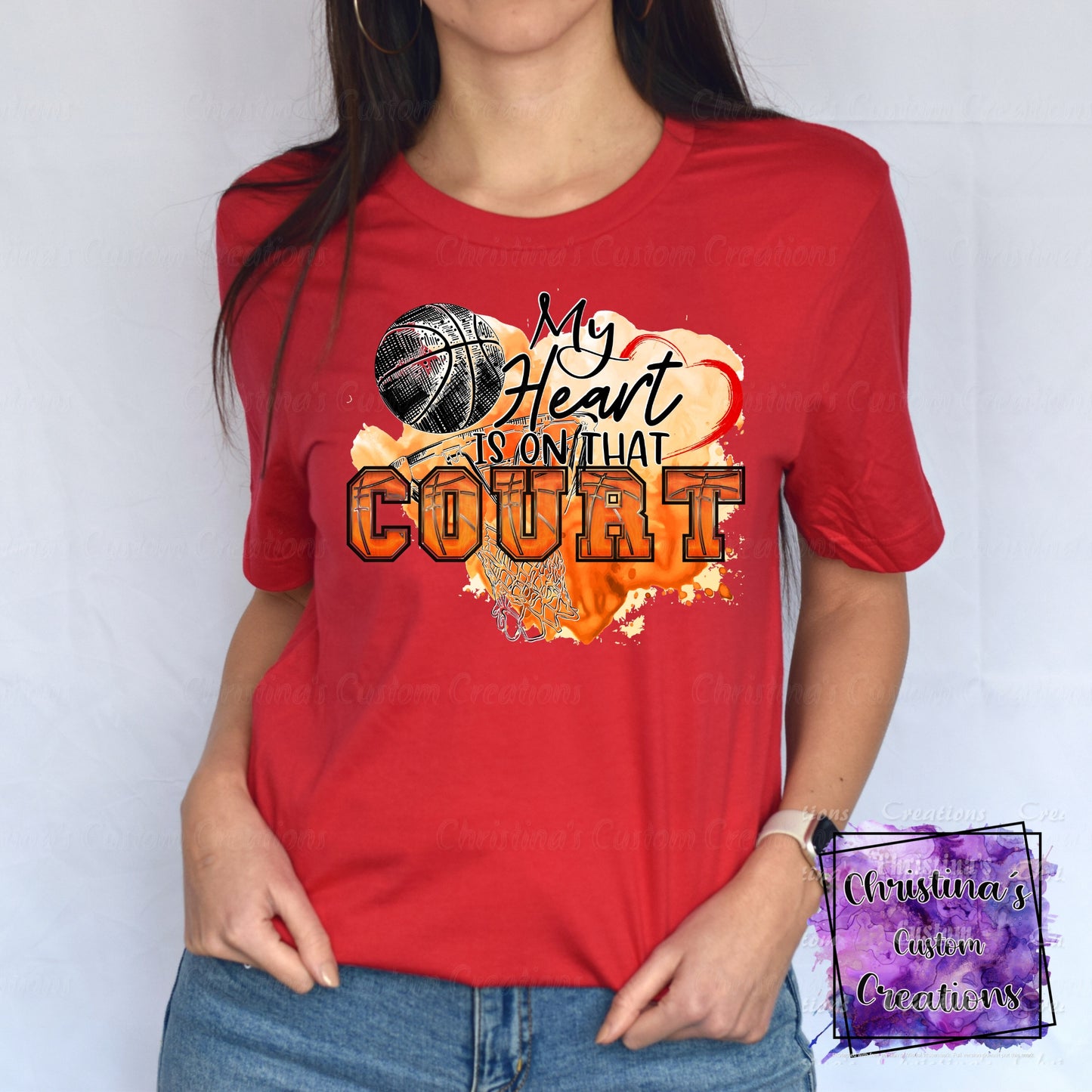 My Heart is on that Court T-Shirt | Trendy School Spirit Shirt | Basketball Shirt | Super Soft Shirts for Women | Bella Canvas
