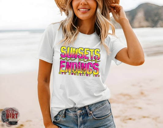 Sunsets are Proof Endings are Beautiful Too DTF Transfer | Trendy Summer DTF Transfer | Ready to Press | High Quality DTF Transfers | Fast Shipping