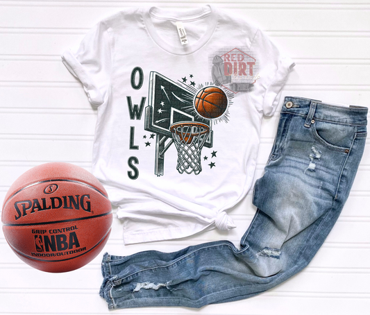 Owls Basketball T-Shirt | Trendy School Spirit Shirt | Fast Shipping | Super Soft Shirts for Men/Women/Kid's | Bella Canvas