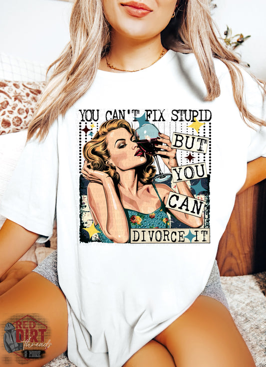 You Can't Fix Stupid but you Can Divorce It DTF Transfer | Trendy Adult Humor DTF Transfer | Ready to Press | High Quality DTF Transfers | Fast Shipping