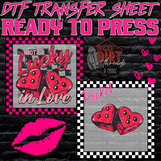 Not So Lucky In Love DTF Transfer | Trendy Valentine's Day DTF Transfer | High Quality Image Transfers | Ready to Press | Fast Shipping