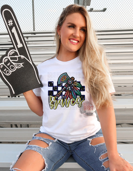 Braves Faux Rhinestone T-Shirt | Trendy School Spirit Shirt | Fast Shipping | Super Soft Shirts for Men/Women/Kid's | Bella Canvas