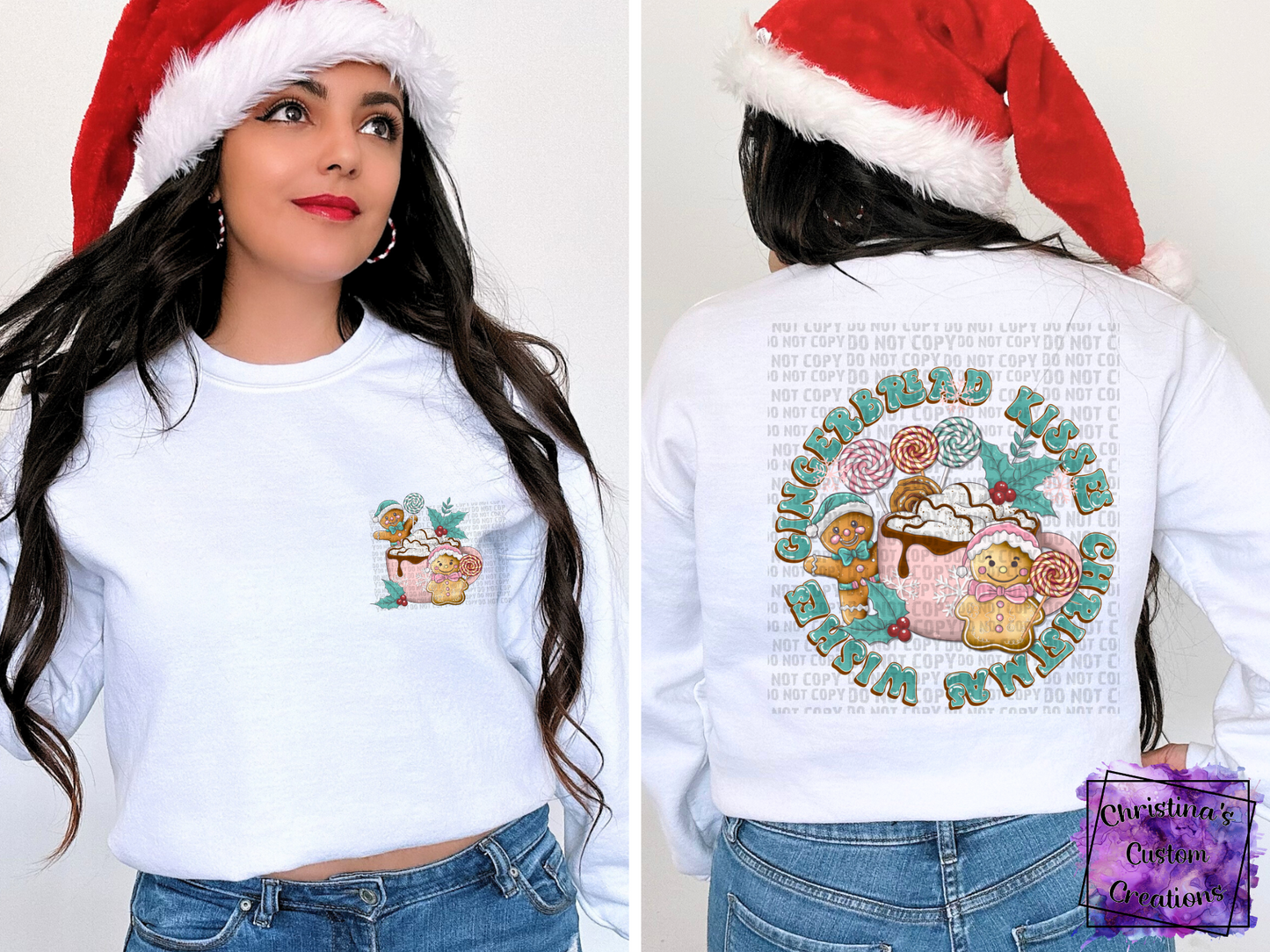 Gingerbread Kisses T-Shirt | Cute Christmas Shirt | Front and Back Shirt | Fast Shipping | Super Soft Shirts for Women/Kid's