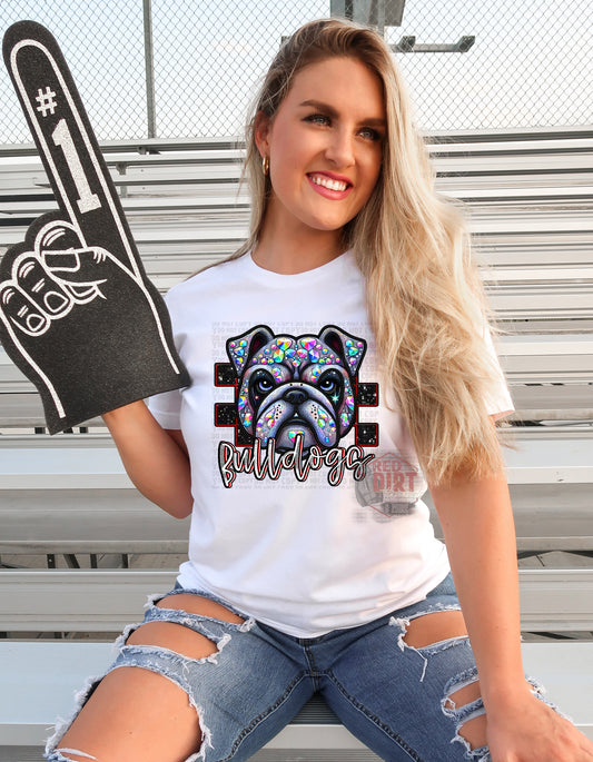 Bulldogs Faux Rhinestone T-Shirt | Trendy School Spirit Shirt | Fast Shipping | Super Soft Shirts for Men/Women/Kid's | Bella Canvas