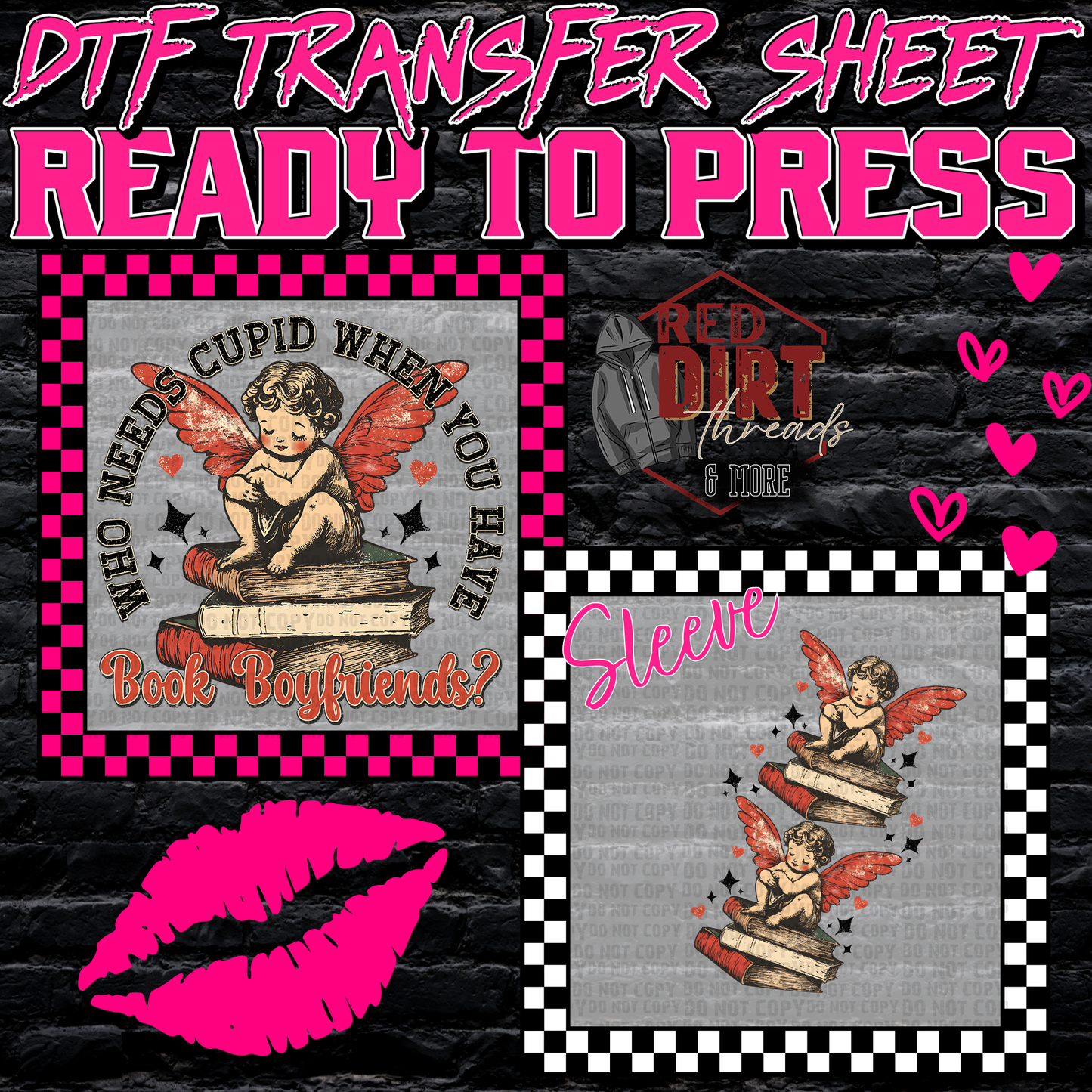 Who Need Cupid When You Have Book Boyfriends DTF Transfer with Sleeve | Trendy Valentine's Day DTF Transfer | High Quality Image Transfers | Ready to Press | Fast Shipping