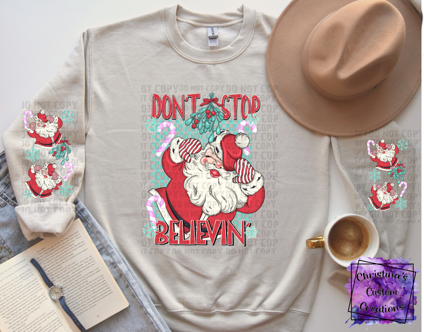 Don't Stop Believin' Sweat Shirt | Cute Christmas Hoodie with Sleeves | Fast Shipping | Super Soft Shirts for Women