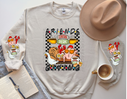 Friends Giving Sweat Shirt | Trendy Thanksgiving Hoodie with Sleeves | Funny Thanksgiving Sweat Shirt | Fast Shipping | Super Soft Shirts for Women