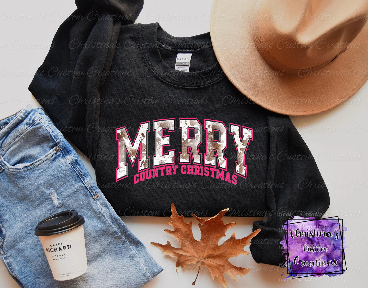 Merry Country Christmas Sweat Shirt | Trendy Christmas Hoodie with Sleeves | Fast Shipping | Super Soft Shirts for Women