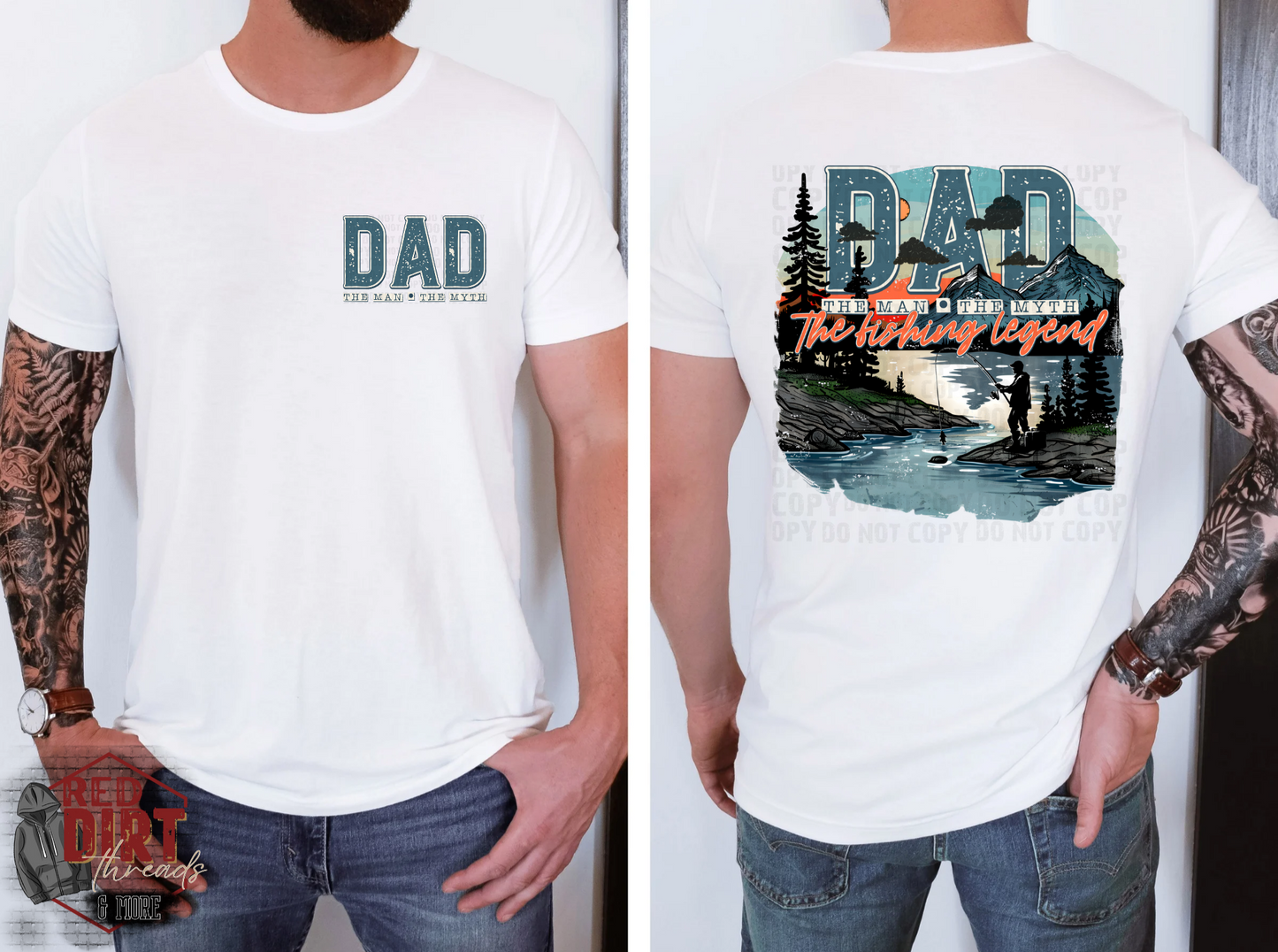 Dad The Man The Myth The Fishing Legend DTF Transfer with Pocket | Trendy DTF Transfer | High Quality Image Transfers | Ready to Press | Fast Shipping