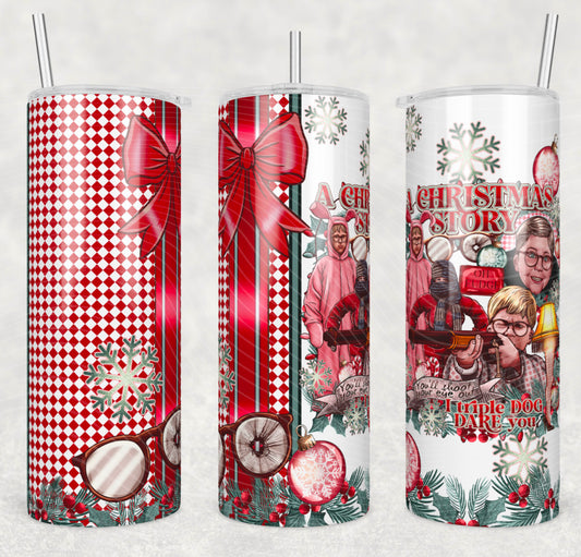 Christmas Story Insulated Tumbler with Plastic Lid and Sealed Reusable Straw | Trendy Christmas Cup | Hot/Cold Tumbler