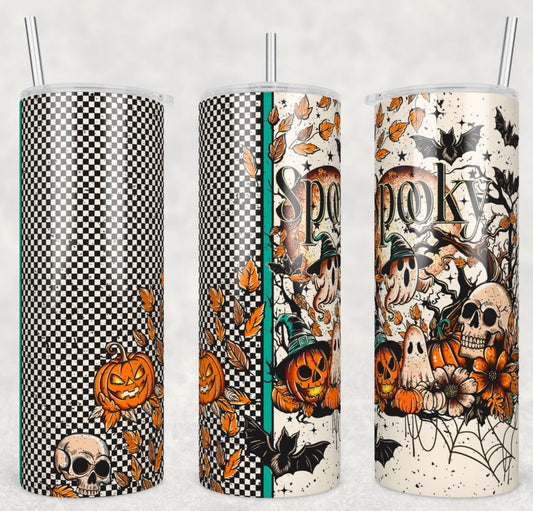 Spooky Insulated Tumbler with Plastic Lid and Sealed Reusable Straw | Trendy Halloween Cup | Hot/Cold Tumbler