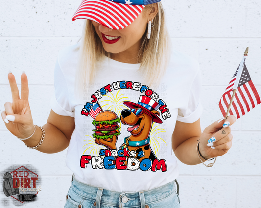 I'm Just Here for the Snacks and Freedom DTF Transfer | Trendy Fourth of July  DTF Transfer | Ready to Press | High Quality DTF Transfers | Fast Shipping