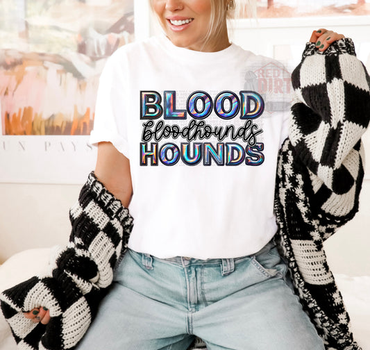 Bloodhounds Faux Holographic T-Shirt | Trendy School Spirit Shirt | Fast Shipping | Super Soft Shirts for Men/Women/Kid's | Bella Canvas