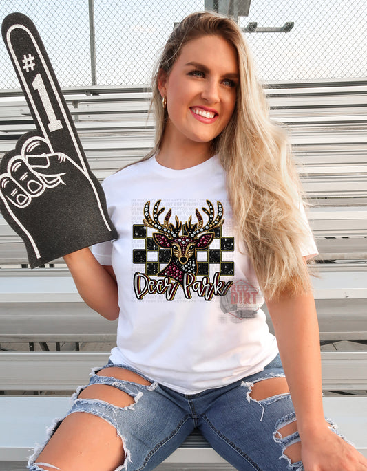 Deer Park Faux Rhinestones DTF Transfer | Trendy School Spirit DTF Transfer | Ready to Press | High Quality DTF Transfers | Fast Shipping