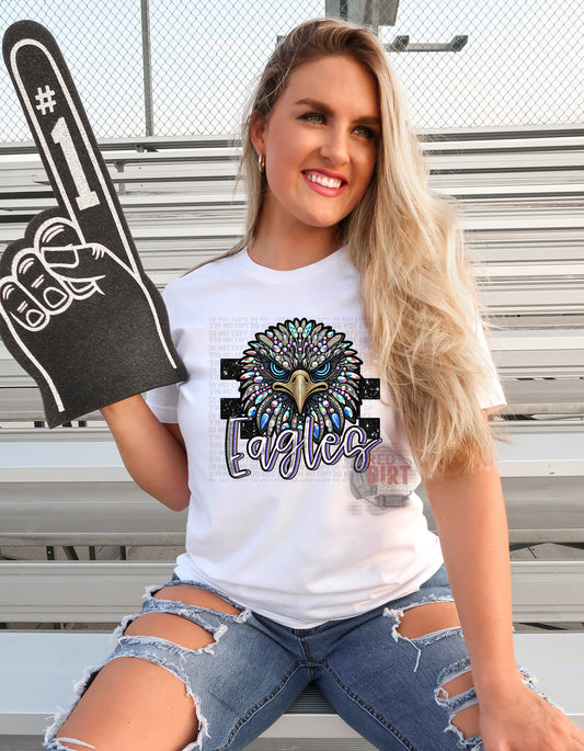 Eagles Faux Rhinestone T-Shirt | Trendy School Spirit Shirt | Fast Shipping | Super Soft Shirts for Men/Women/Kid's | Bella Canvas
