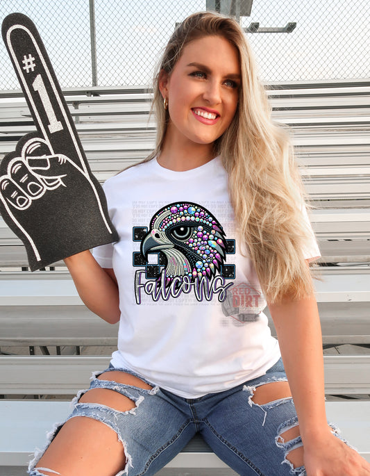 Falcons Faux Rhinestones DTF Transfer | Trendy School Spirit DTF Transfer | Ready to Press | High Quality DTF Transfers | Fast Shipping