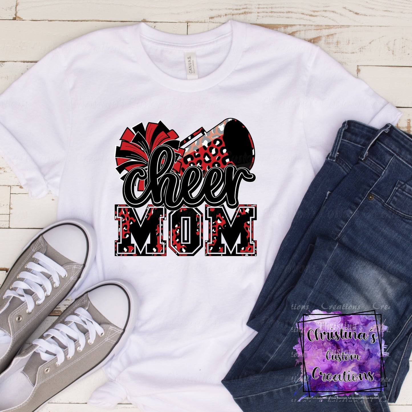 Red Cheer Mom T-Shirt | Trendy School Spirit Shirt | Fast Shipping | Super Soft Shirts for Men/Women/Kid's | Bella Canvas