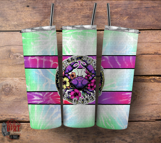 Don't Worry Be Crabby Insulated Tumbler with Plastic Lid and Sealed Reusable Straw | Trendy Summer Cup | Hot/Cold Tumbler