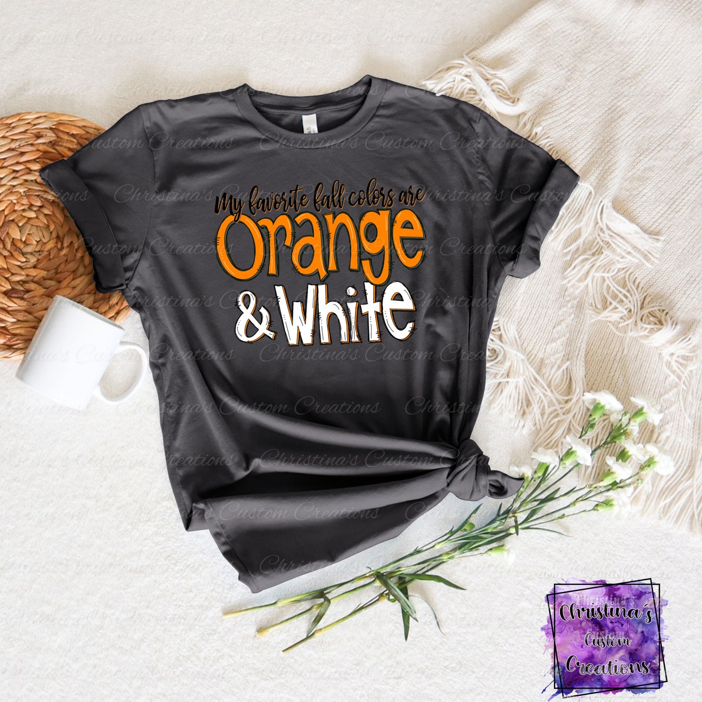 My Favorite Fall Colors Are Orange And White T-Shirt | Trendy School Spirit Shirt | Fast Shipping | Super Soft Shirts for Men/Women/Kid's | Bella Canvas
