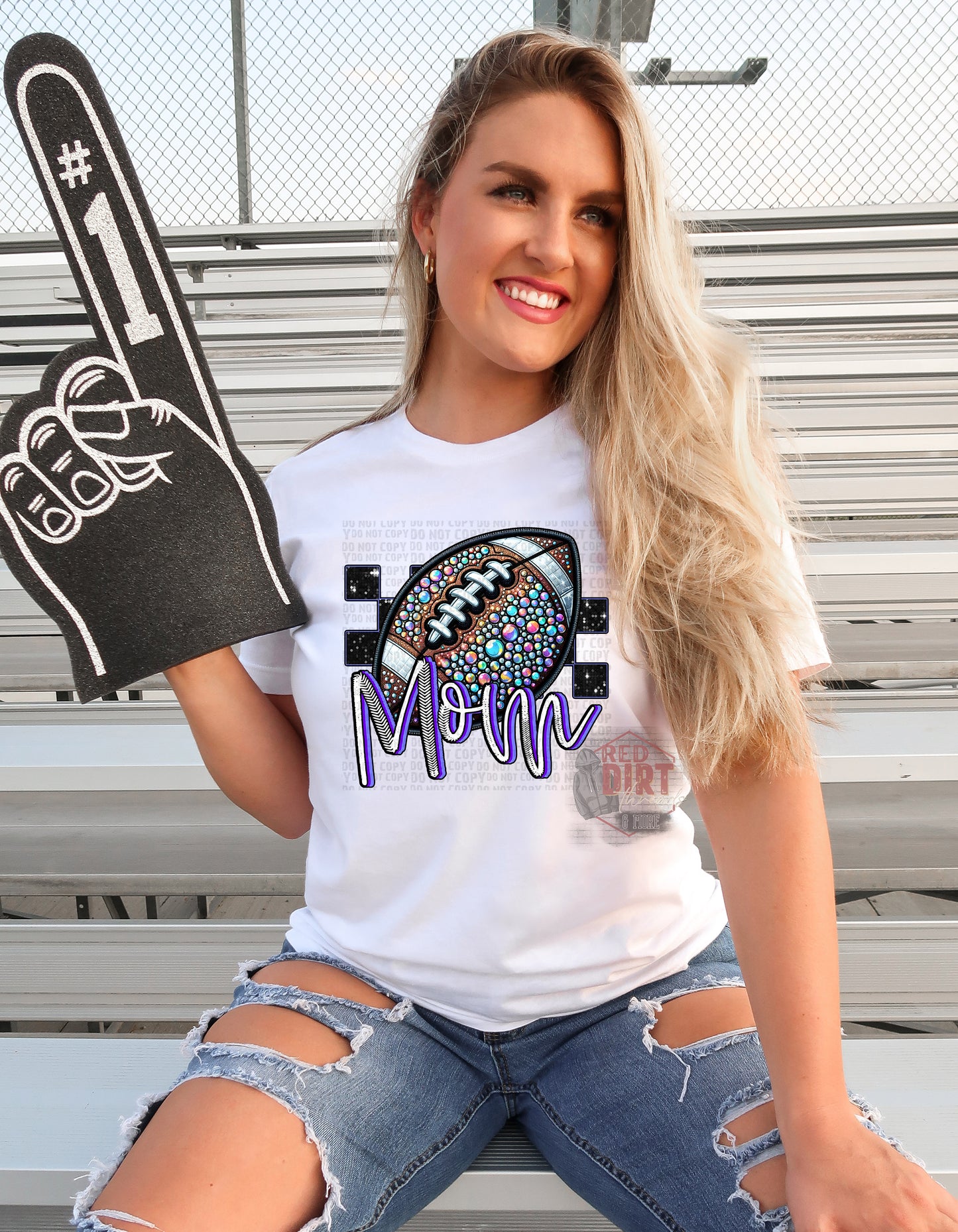 Football Mom Faux Rhinestone T-Shirt | Trendy School Spirit Shirt | Fast Shipping | Super Soft Shirts for Men/Women/Kid's | Bella Canvas