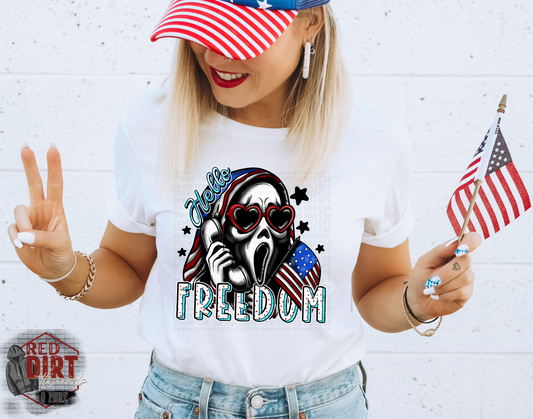 Hello Freedom DTF Transfer | Trendy Fourth of July DTF Transfer | Ready to Press | High Quality DTF Transfers | Fast Shipping