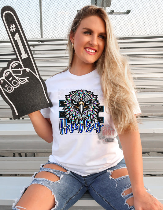 Hawks Faux Rhinestone T-Shirt | Trendy School Spirit Shirt | Fast Shipping | Super Soft Shirts for Men/Women/Kid's | Bella Canvas