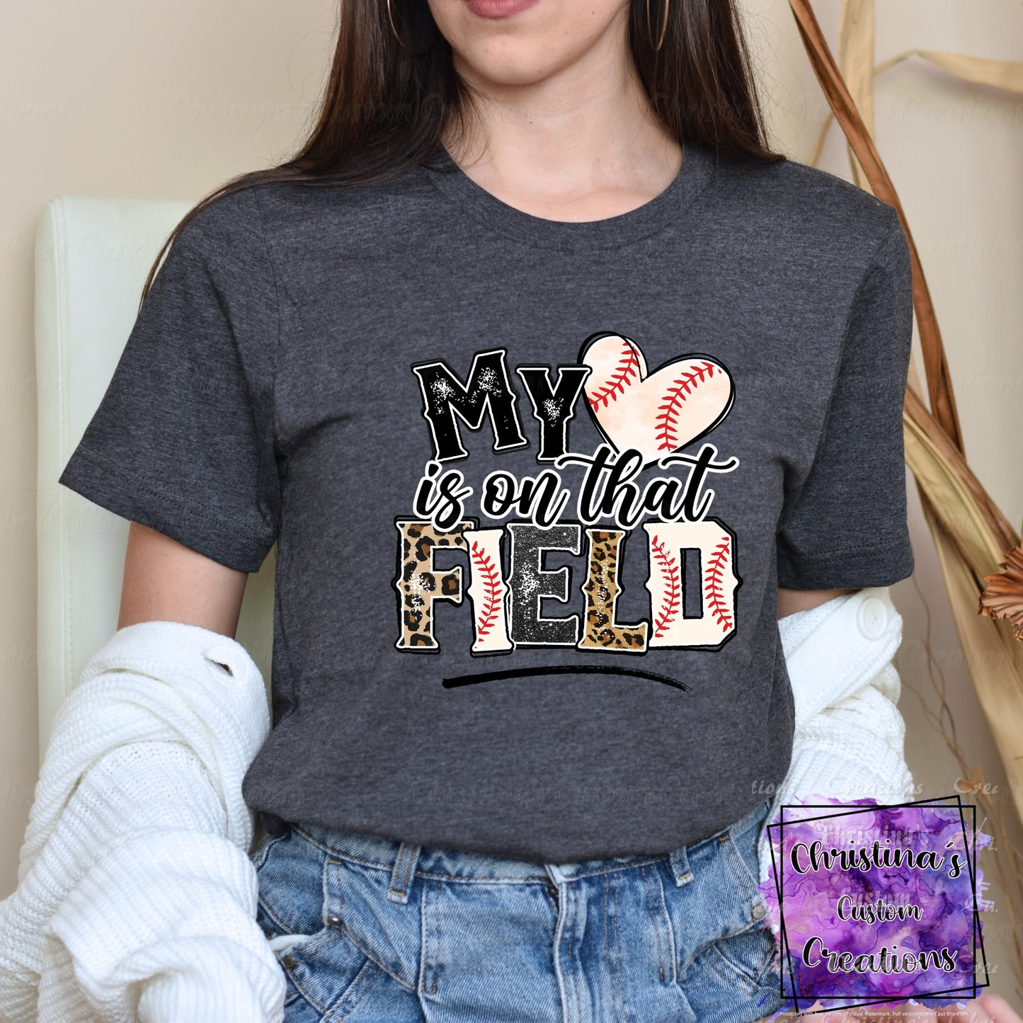 My Heart Is On That Field T-Shirt | Trendy School Spirit Shirt | Baseball Shirt | Super Soft Shirts for Women | Bella Canvas