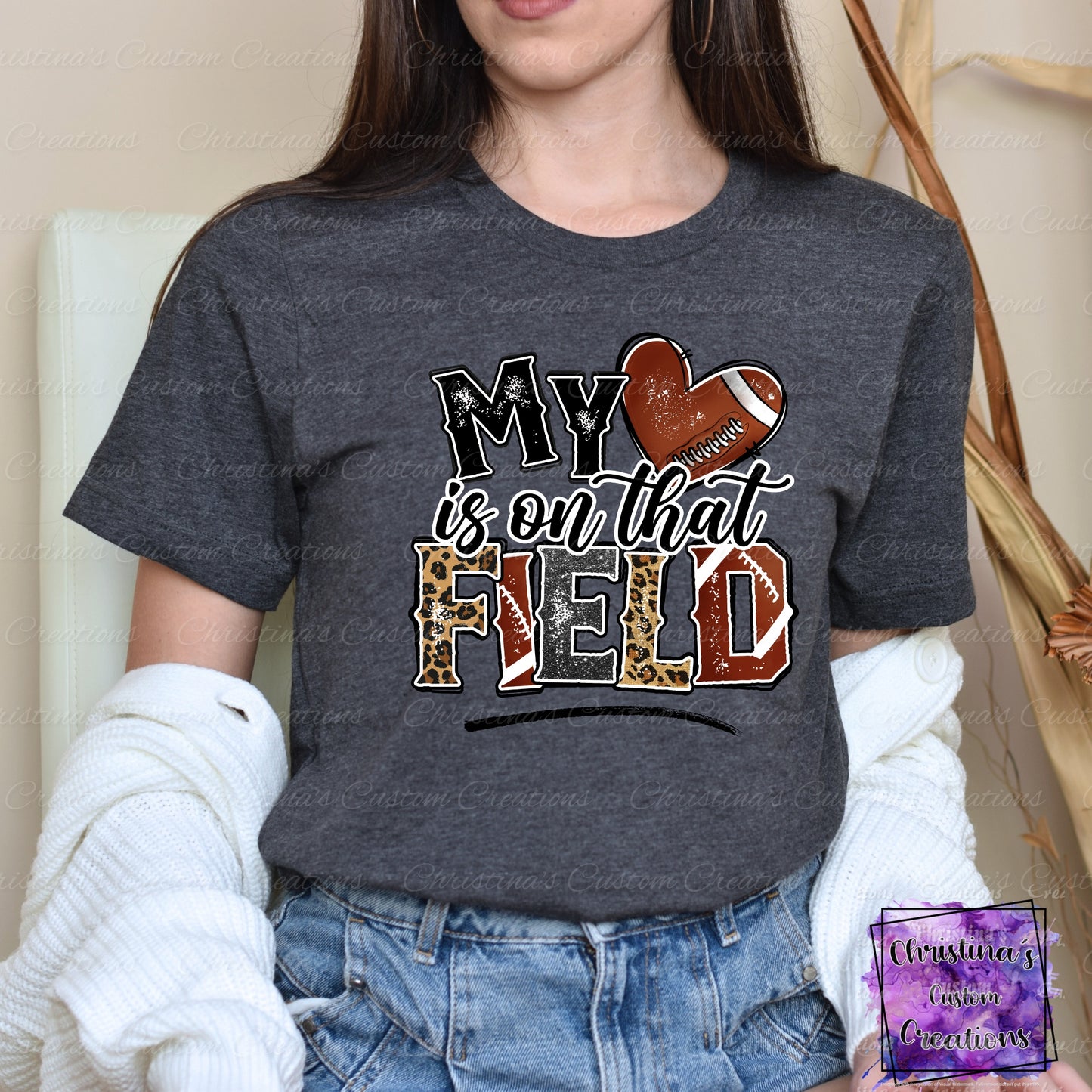 My Heart is on that Field T-Shirt | Trendy Football Shirt | Fast Shipping | Super Soft Shirts for Men/Women/Kid's | Bella Canvas