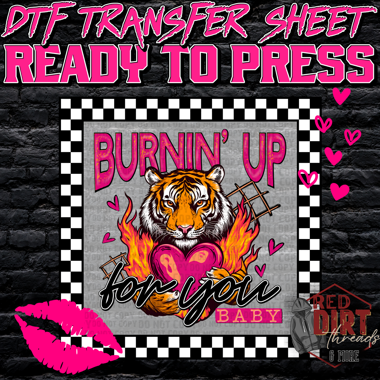 Burnin' Up For You Baby DTF Transfer | Trendy Valentine's Day DTF Transfer | Ready to Press | High Quality DTF Transfers | Fast Shipping