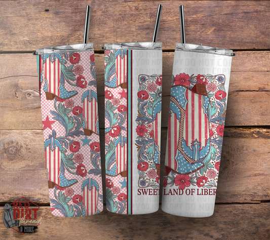 Sweet Land of Liberty Insulated Tumbler with Plastic Lid and Sealed Reusable Straw | Trendy Cup | Hot/Cold Tumbler