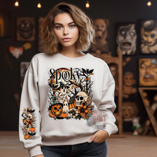 Spooky Sweat Shirt | Trendy Halloween Hoodie with Sleeves | Fast Shipping | Super Soft Shirts for Women