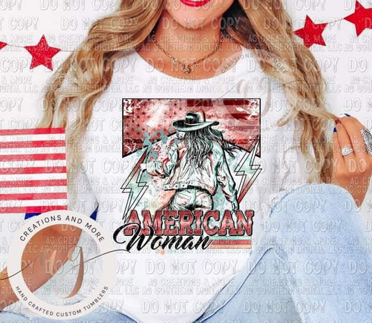 American Woman DTF Transfer | Western DTF Transfer | High Quality Image Transfers | Ready to Press | Fast Shipping