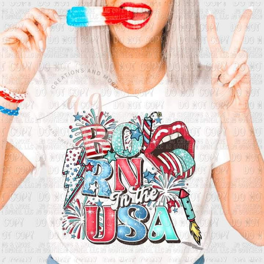 Born In The USA DTF Transfer | Fourth of July DTF Transfer | High Quality Image Transfers | Ready to Press | Fast Shipping