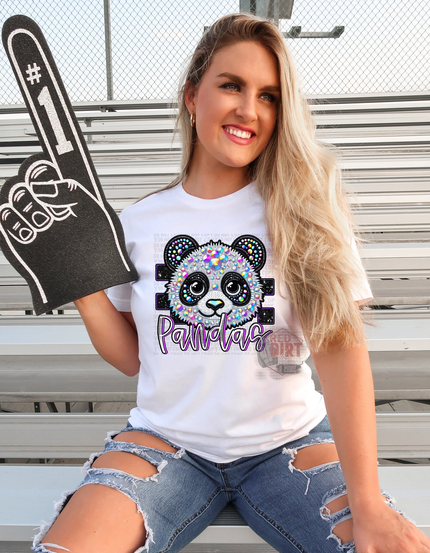 Pandas Faux Rhinestone T-Shirt | Trendy School Spirit Shirt | Fast Shipping | Super Soft Shirts for Men/Women/Kid's | Bella Canvas