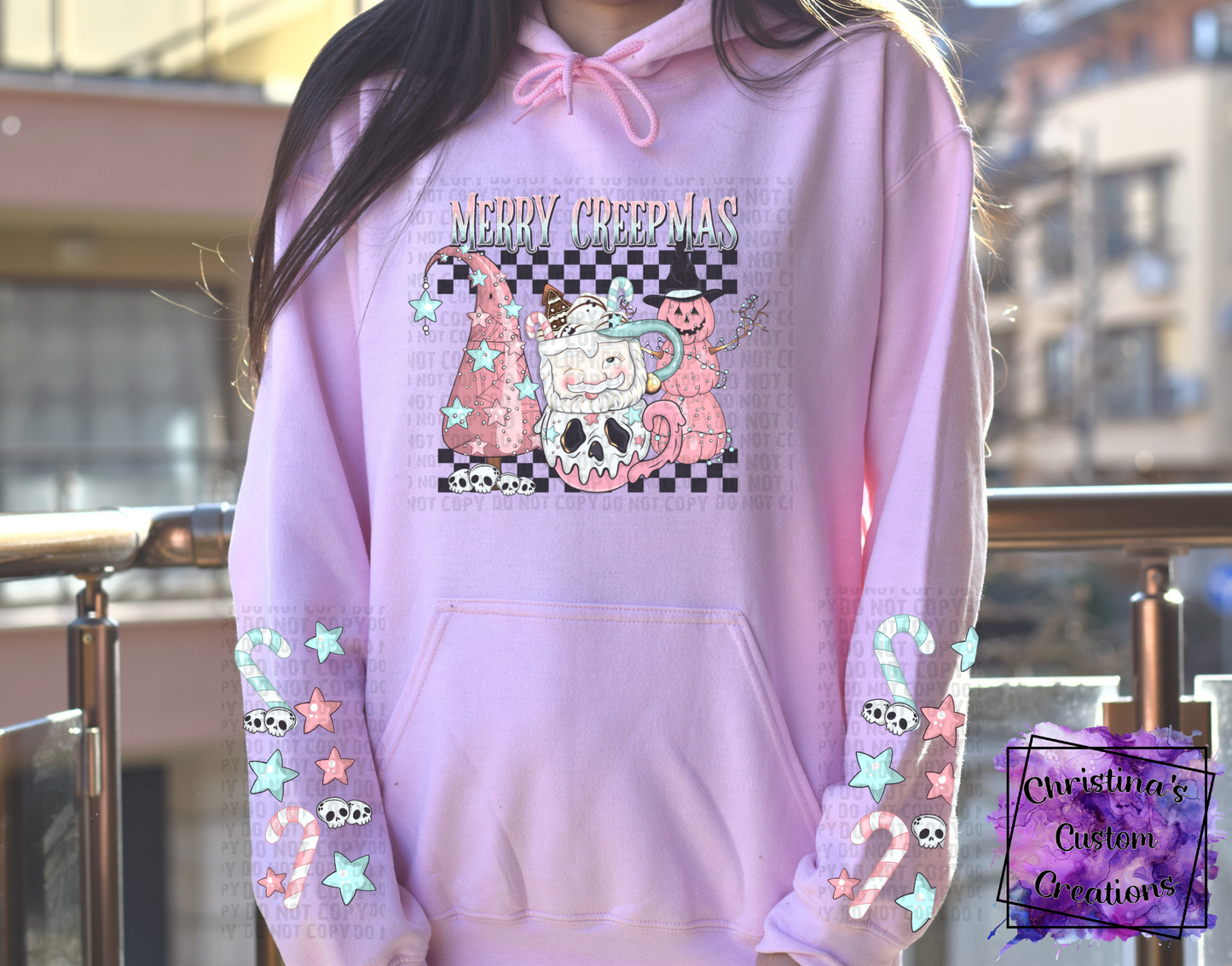 Merry Creepmas Hoodie with Sleeves | Halloween/Christmas Sweat Shirt | Fast Shipping | Super Soft Shirts for Women