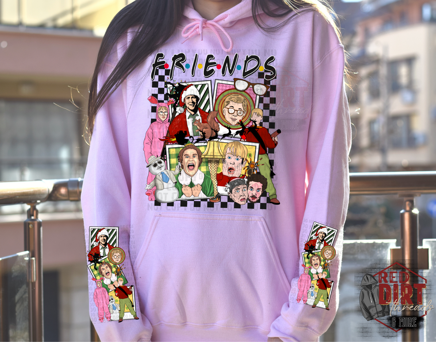 Christmas Friends Sweat Shirt | Trendy Christmas Hoodie with Sleeves | Fast Shipping | Super Soft Shirts for Women