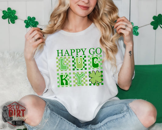 Happy Go Lucky DTF Transfer | Trendy St. Patrick's Day DTF Transfer | Ready to Press | High Quality DTF Transfers | Fast Shipping