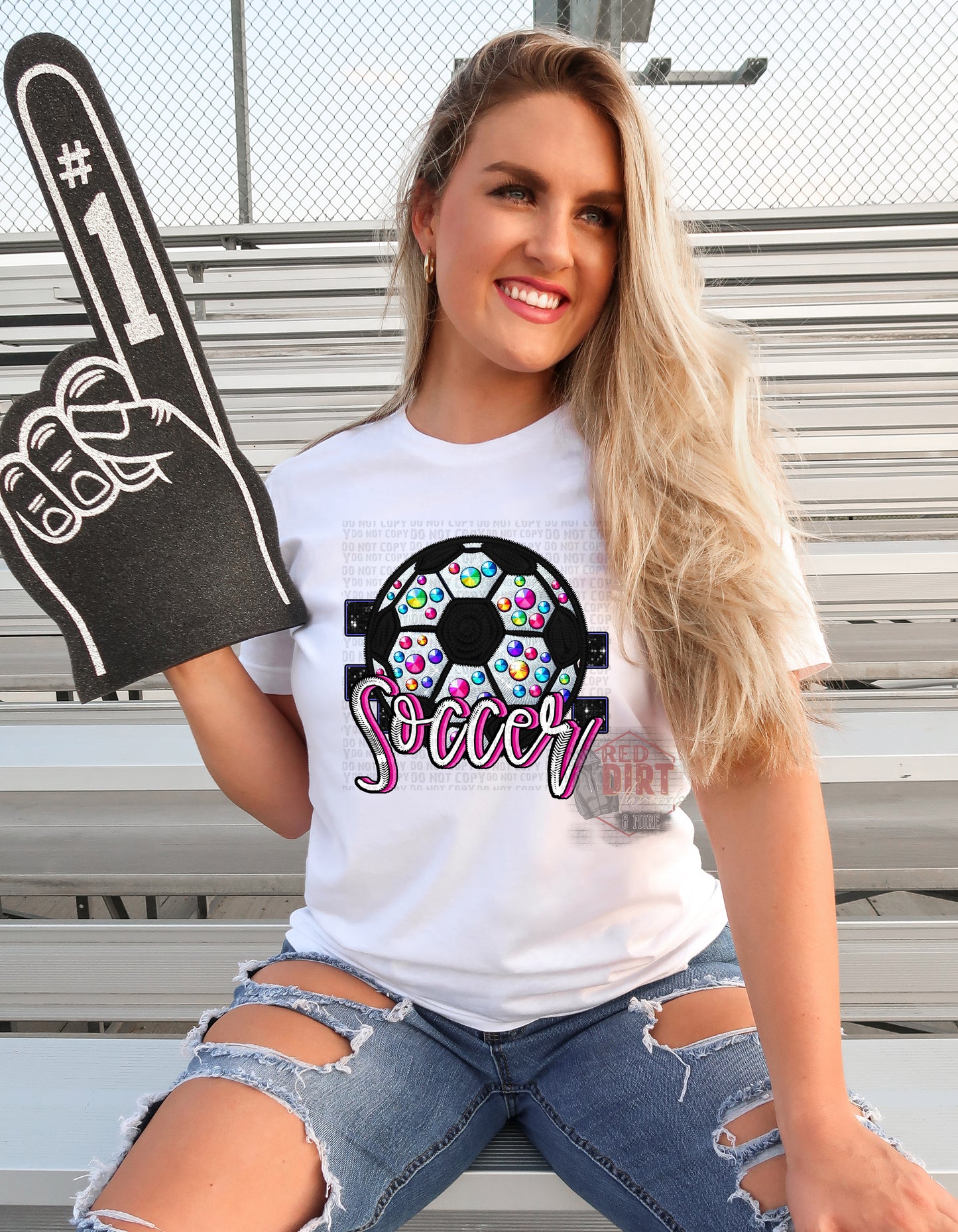 Soccer Faux Rhinestones DTF Transfer | Trendy School Spirit DTF Transfer | Ready to Press | High Quality DTF Transfers | Fast Shipping