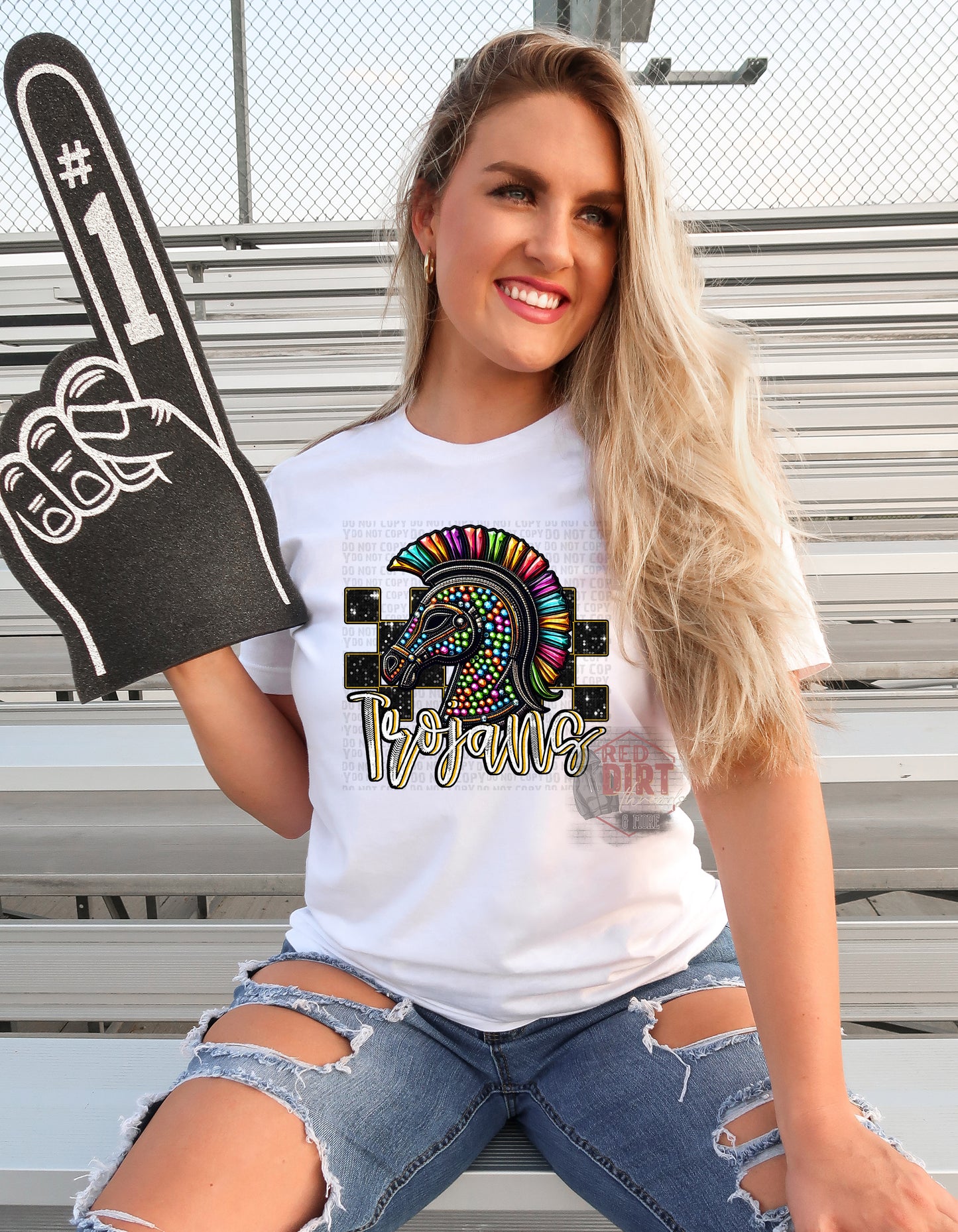 Trojans Faux Rhinestone T-Shirt | Trendy School Spirit Shirt | Fast Shipping | Super Soft Shirts for Men/Women/Kid's | Bella Canvas