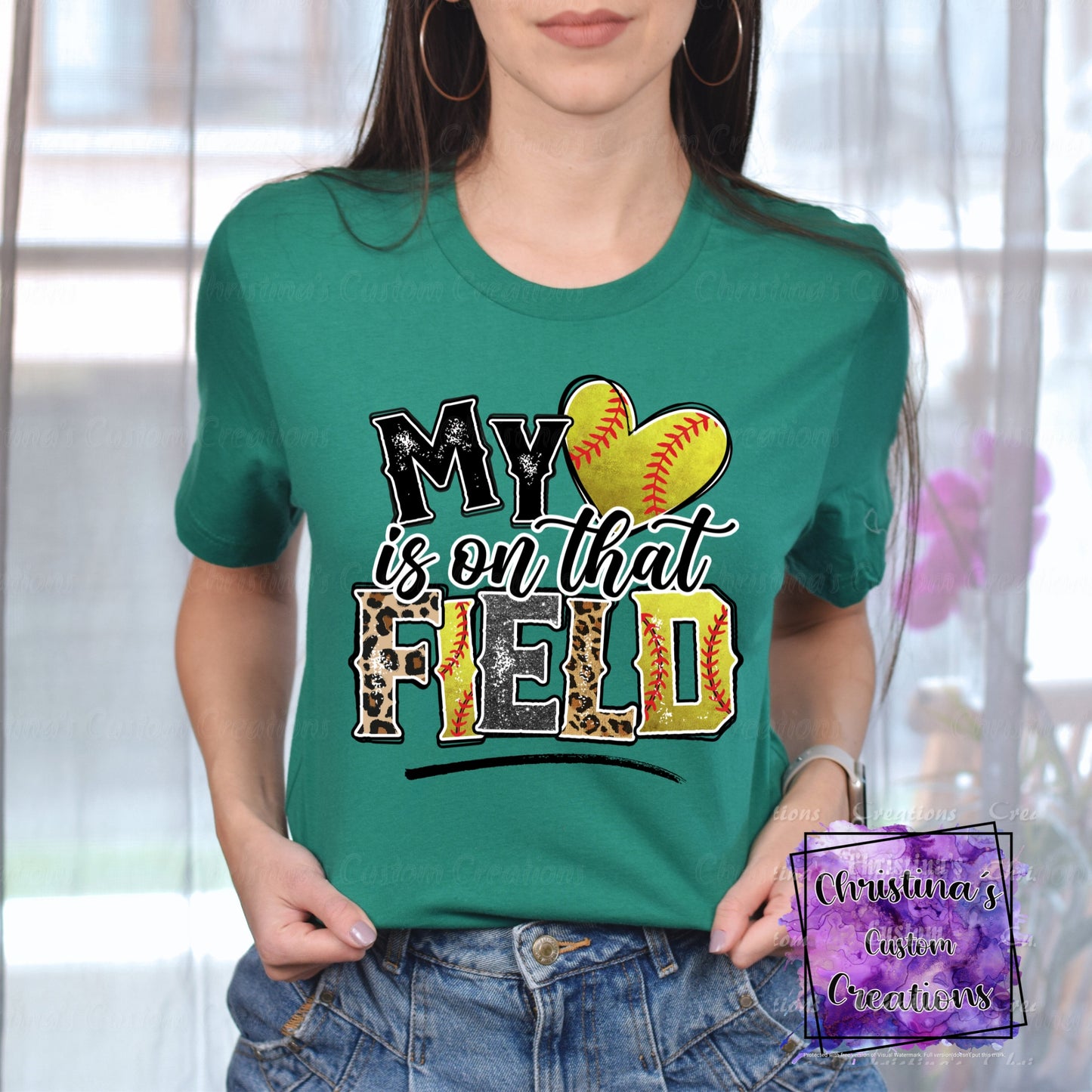 My Heart is on that Field T-Shirt | Trendy Softball Shirt | Fast Shipping | Super Soft Shirts for Men/Women/Kid's | Bella Canvas