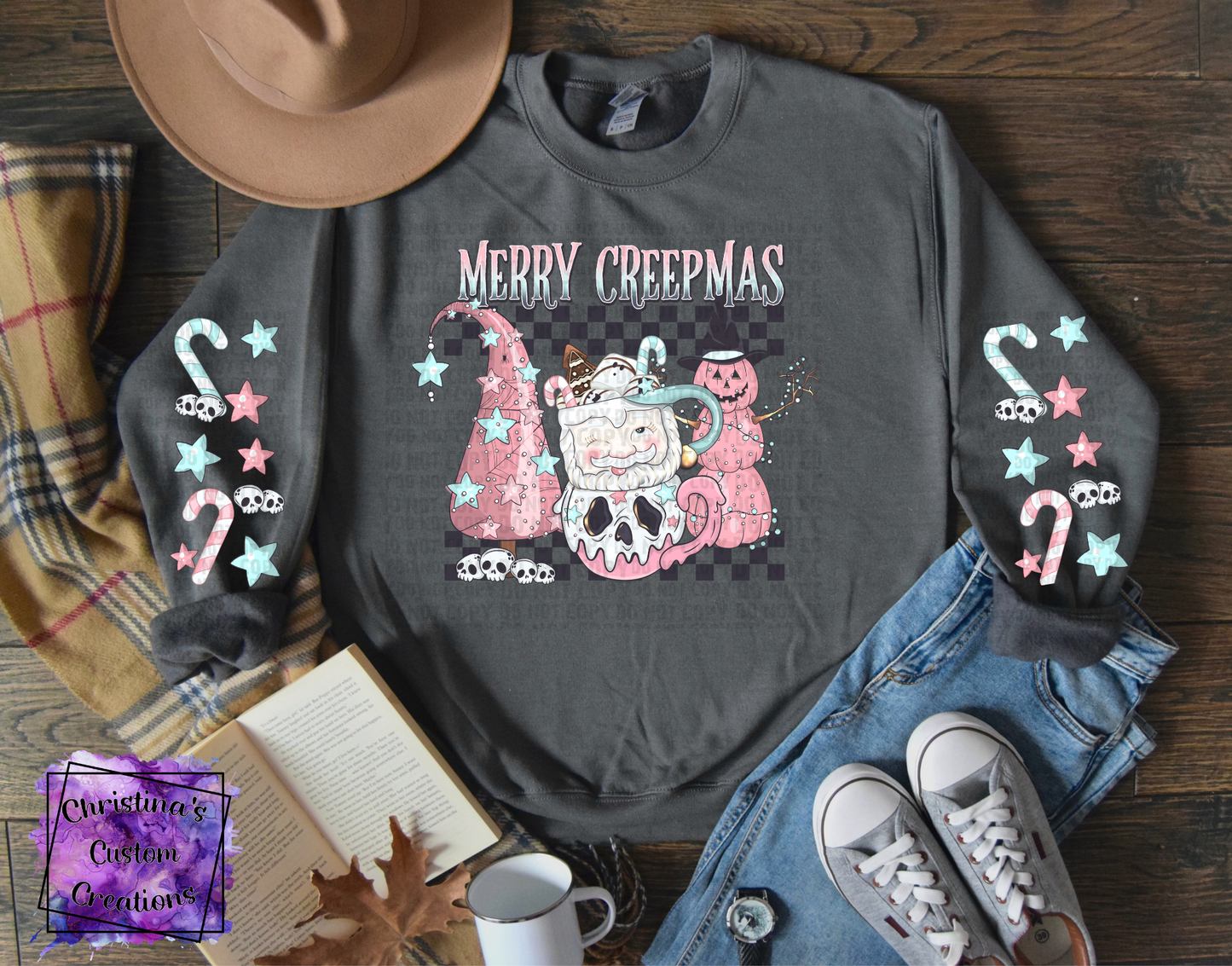 Merry Creepmas Hoodie with Sleeves | Halloween/Christmas Sweat Shirt | Fast Shipping | Super Soft Shirts for Women